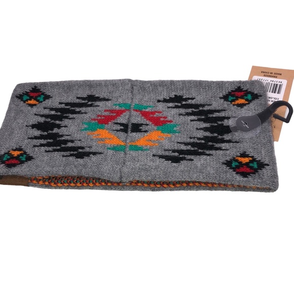 LIGHT GREY Southwestern Aztec Print Winter Ear Warmers Knit Headbands HeadWrap - Picture 5 of 8